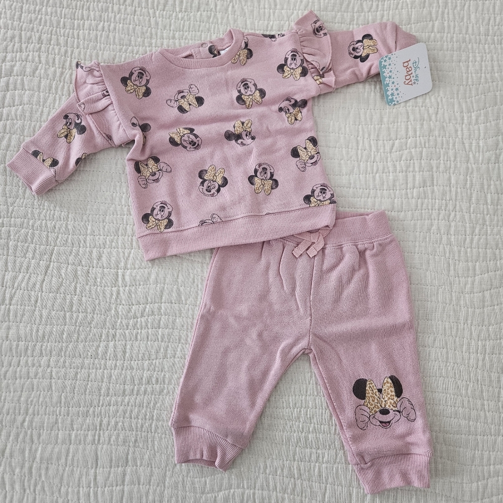 NWT Disney Minnie MouseBaby Girls' 2-Piece Pants Set Outfit 0-3 Months